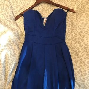 Blue strapless jumpsuit